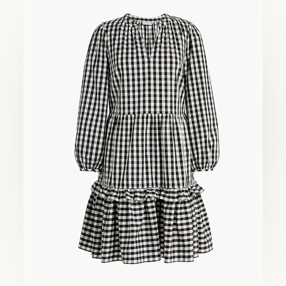 J. Crew Factory Dresses & Skirts - J Crew Factory Cotton poplin tiered ruffle mini dress black & white size 3x plus